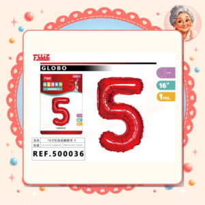 la-icha-04749 Globo Aluminio Rojo 5 Feliz Ref. 500036