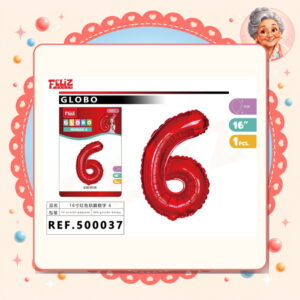 la-icha-04750 Globo Aluminio Rojo 6 Feliz Ref. 500037