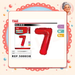 la-icha-04751 Globo Aluminio Rojo 7 Feliz Ref. 500038