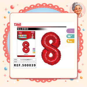 la-icha-04752 Globo Aluminio Rojo 8 Feliz Ref. 500039