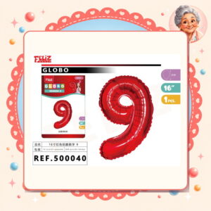 la-icha-04753 Globo Aluminio Rojo 9 Feliz Ref. 500040