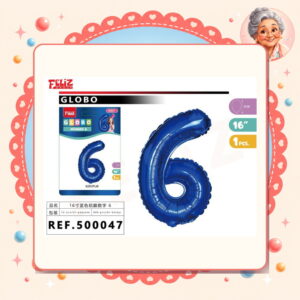 la-icha-04760 Globo Aluminio Azul6 Feliz Ref. 500047