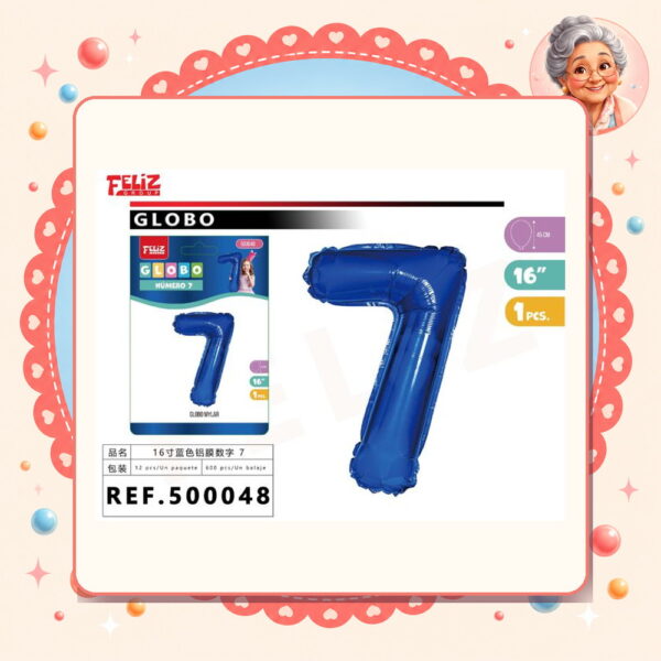 la-icha-04761 Globo Aluminio Azul7 Feliz Ref. 500048