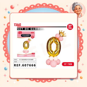 la-icha-04818 Globos Numero 0 Dorado Feliz Ref. 607666