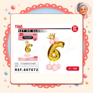 la-icha-04824 Globos Numero 6 Dorado Feliz Ref. 607672