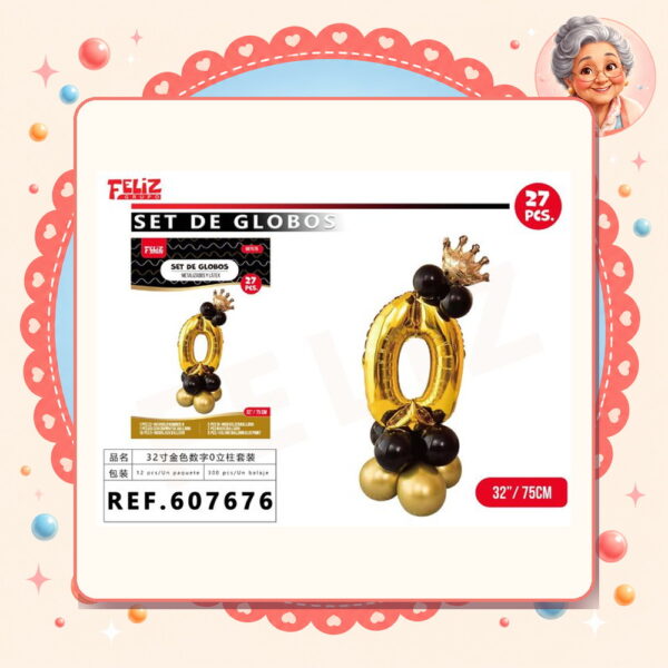 Globos Numero 0 Dorado Feliz Ref. 607676