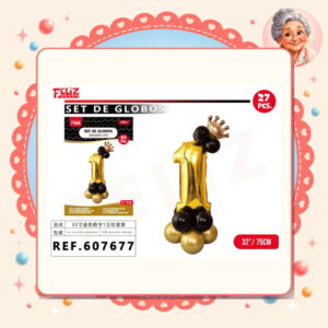la-icha-04829 Globos Numero 1 Dorado Feliz Ref. 607677