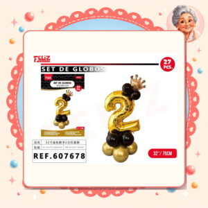 la-icha-04830 Globos Numero 2 Dorado Feliz Ref. 607678