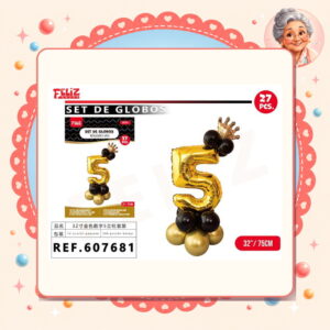 la-icha-04832 Globos Numero 5 Dorado Feliz Ref. 607681