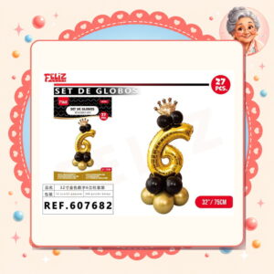 la-icha-04833 Globos Numero 6 Dorado Feliz Ref. 607682