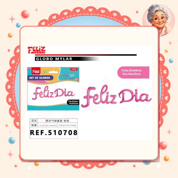 Letras Feliz Dia Rosado Feliz Ref. 510708