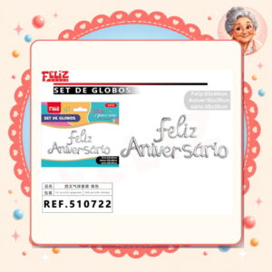 la-icha-04855 Letras F.aniversario Plateado Feliz Ref. 510722