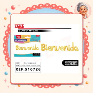 la-icha-04857 Letras Bienvenida Dorado Feliz Ref. 510726