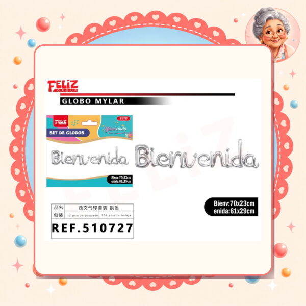 Letras Bienvenida Plateado Feliz Ref. 510727