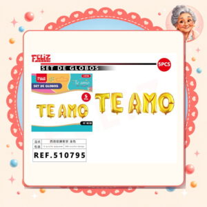 la-icha-04863 Letras Te Amo Dorado Feliz Ref. 510795