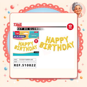 la-icha-04866 Letras Happy Birthday Dorado Feliz Ref. 510822