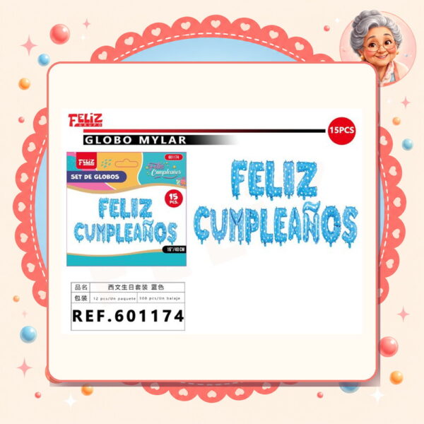 Globos Cumpleanos Celeste Feliz Ref. 601174