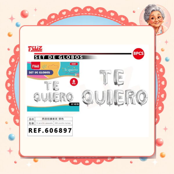 la-icha-04870 Letra Te Quiero Plateado Feliz Ref. 606897