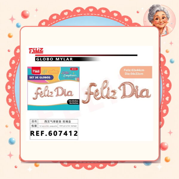 Feliz Dia Oro Rosa Feliz Ref. 607412