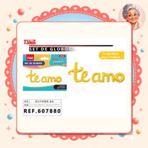 la-icha-04879 Letras Te Amo Dorado Feliz Ref. 607880