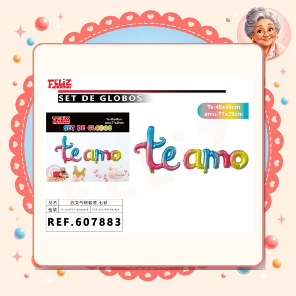 Letras Te Amo Vistoso Feliz Ref. 607883
