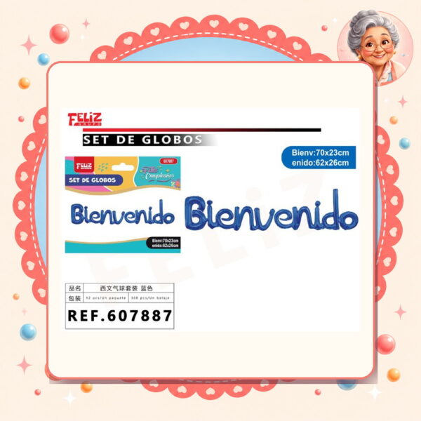 Letras Bienvenido Azul Feliz Ref. 607887