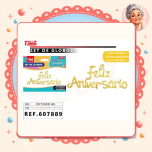 la-icha-04885 Letras Feliz Aniversario Dorado Feliz Ref. 607889