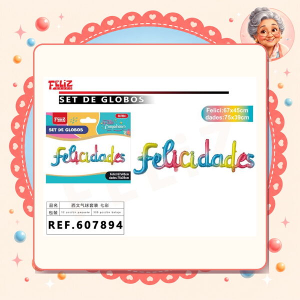 Letras Felicidades Vistoso Feliz Ref. 607894