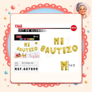 la-icha-04888 Letras Feliz Mi Bautizo Plateado Feliz Ref. 607899