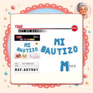la-icha-04890 Letras Feliz Mi Bautizo Celeste Feliz Ref. 607901