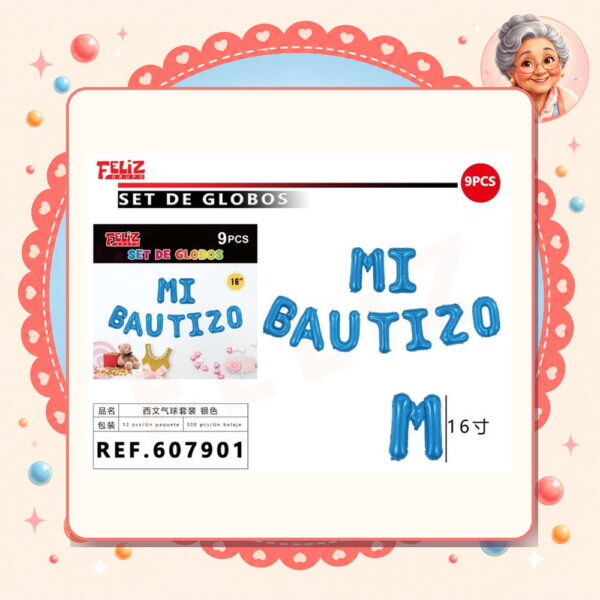 Letras Feliz Mi Bautizo Celeste Feliz Ref. 607901