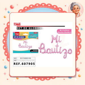 la-icha-04893 Letras Feliz Mi Bautizo Rosado Feliz Ref. 607905