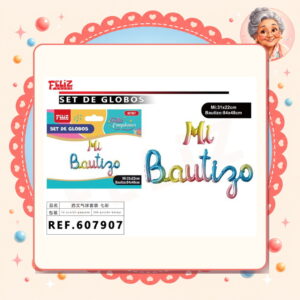 la-icha-04895 Letras Feliz Mi Bautizo Vistoso Feliz Ref. 607907