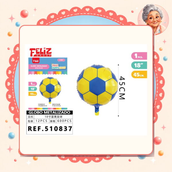 Metalizado de Futbol Amarillo Azul Feliz Ref. 510837