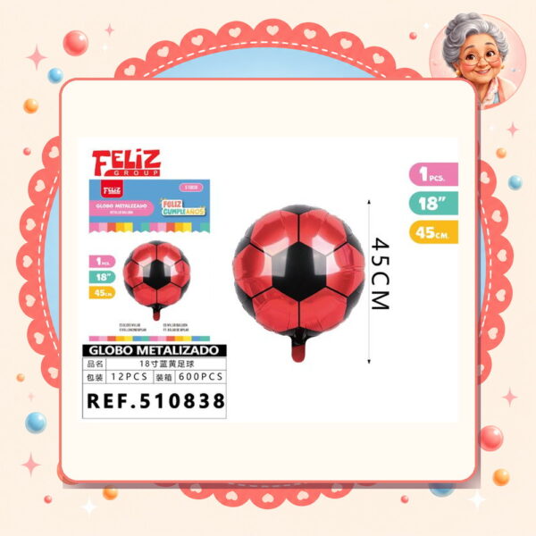 Metalizado de Futbol Rojo Negro Feliz Ref. 510838