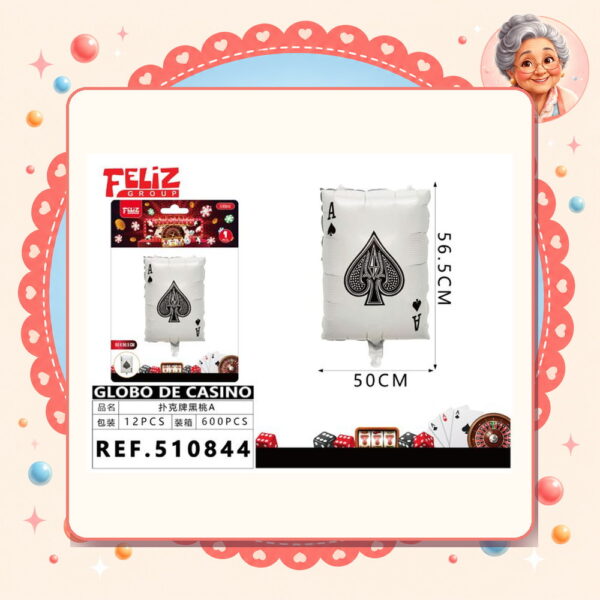 X 56.5cm Globo Metal Poker Pica A Feliz Ref. 510844