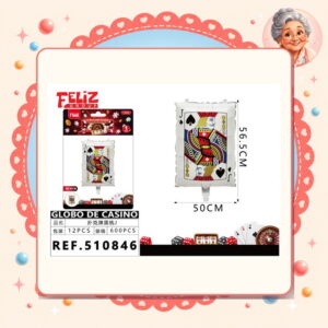 la-icha-04979 X 56.5cm Globo Metal Poker Pica J Feliz Ref. 510846