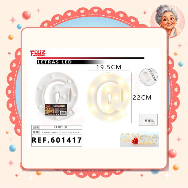 Luce Led de Letra y Numero Feliz Ref. 601417-2