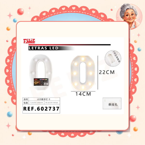 la-icha-05084 Luce Led de Letra y Numero Feliz Ref. 602737-0
