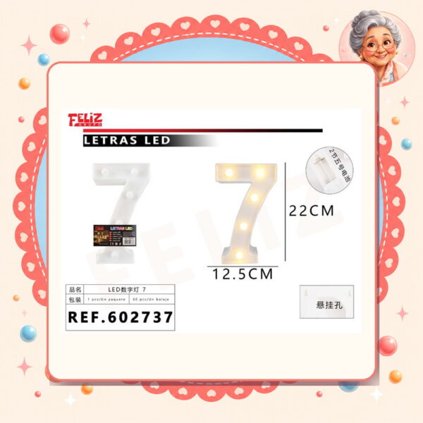 la-icha-05088 Luce Led de Letra y Numero Feliz Ref. 602737-7