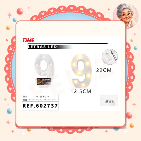la-icha-05089 Luce Led de Letra y Numero Feliz Ref. 602737-9