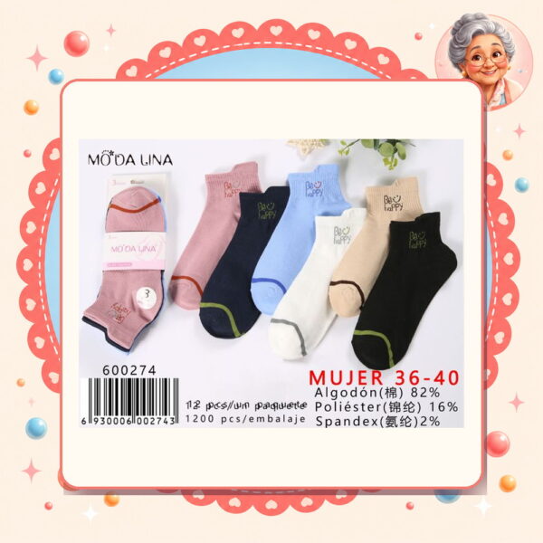 la-icha-06129 36-40(3 Pares) Moda Lina Ref. 600274