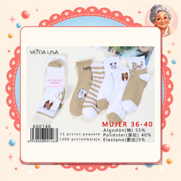 36-40（3 Pares） Moda Lina Ref. 600146