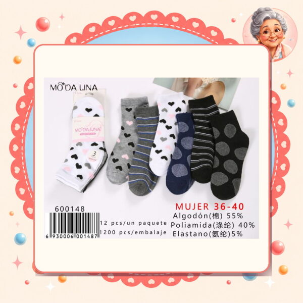 36-40（3 Pares） Moda Lina Ref. 600148